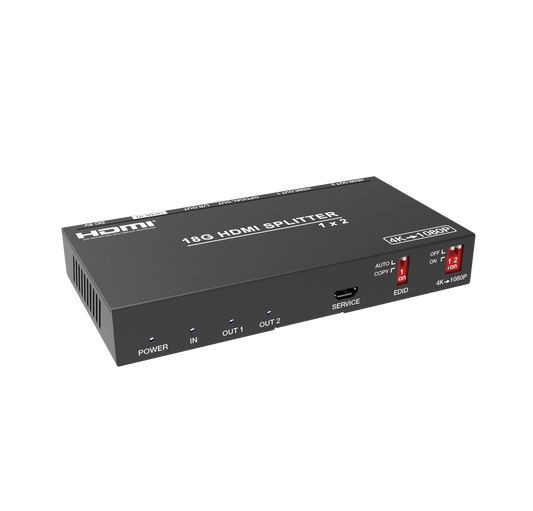 NÖRDIC HDMI 2.0 Splitter 1 in 2 out - 4K Ultra HD - 4K60Hz - With Audio Extractor