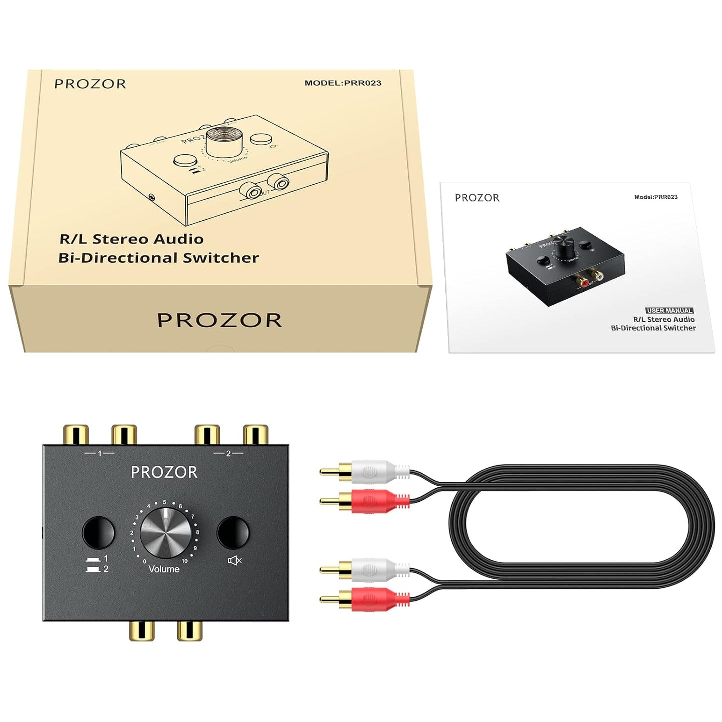 Nördic RCA Stereo Audio Switch – 2-in-1 Stereo Schakelaar en Splitter – 2 naar 1 of 1 naar 2