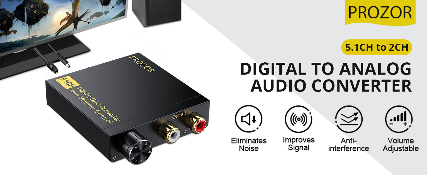 NÖRDIC 5.1CH Digitale Naar Analoge DAC - Coaxiaal/Toslink Naar RCA - 192kHz Converter - Ondersteunt DTS & Dolby AC3