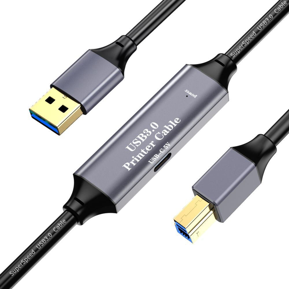 NÖRDIC USB A naar USB B - USB 3.0 - Geschikt voor Printer, USB stick, Laptop, PC, Tablet, Camera en Xbox - 5m