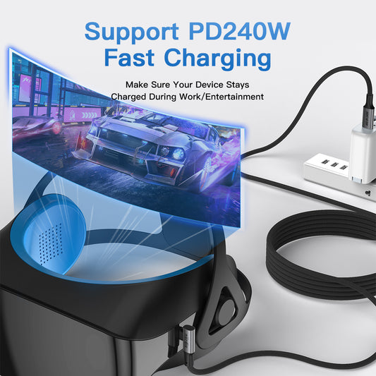 NÖRDIC USB C naar USB C Kabel - Haaks - USB4 PD3.1 240W 8K 60Hz - 40Gbps - 50cm - Geschikt voor Laptop, Smartphone & Tablet - Grijs