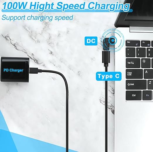 NÖRDIC USB-C Adapter - DC 7,9x5,5 mm - Geschikt voor Laptop - 100W - Zwart