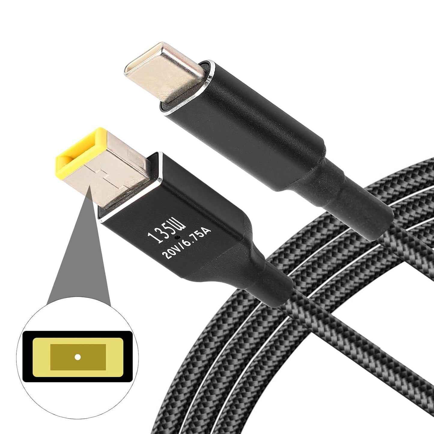 NÖRDIC USB-C Kabel - DC 5,5 × 1,7 mm - Geschikt voor Lenovo apparaten - 135W - Geschikt voor Tablet & Laptop - 2m