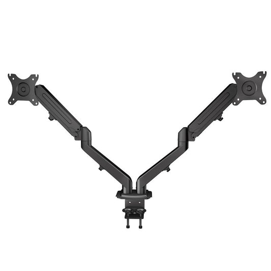 NÖRDIC AG6-42 Monitor arm table mount with gas spring and screen mount for dual monitors, 17"-27", aluminum and steel, black