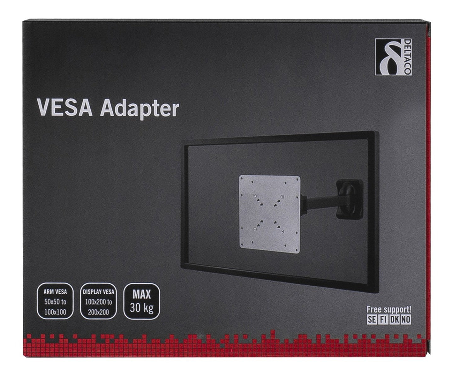 DELTACO ARM-414 VESA converter, 75x75 / 100x100mm to 120x180 / 200x100 / 200x200mm
