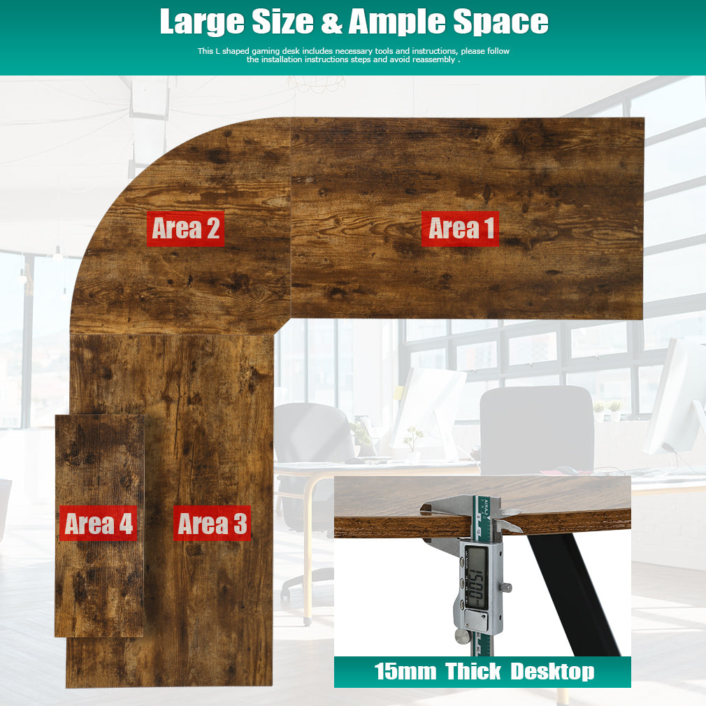 FDW CD-L1515-VINTAGE Vintage Design desk - Modern stylish design - 78.74x124.46x76.2 cm - Brown/Black
