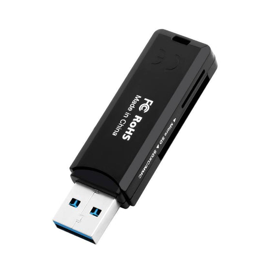 NÖRDIC CRD-011 Kaartlezer 2in1 USB3.0 - SD/MMC - MicroSD/TF - 2TB - 5Gbps - UHS-I - Zwart