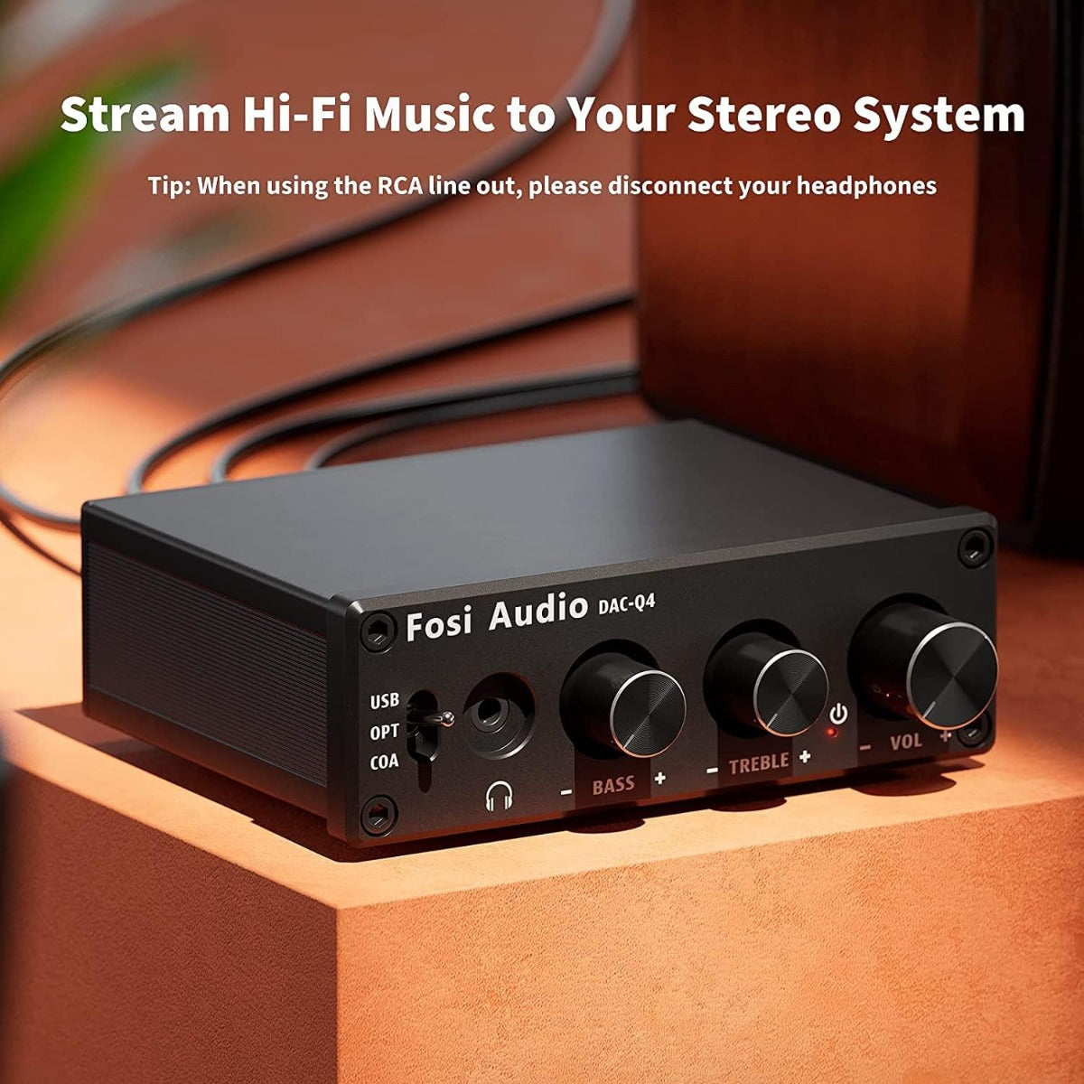 NÖRDIC FosiAudio Q4 - DAC - Hi-Res - Stereo USB Gaming DAC En Hoofdtelefoonversterker Audio Converter Adapter Voor Thuis/Desktop