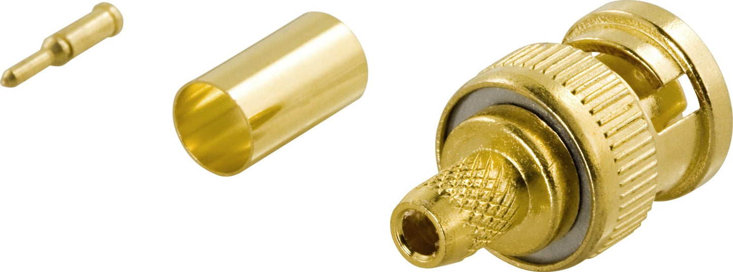 DELTACO DEL-668, crimp connector for coaxial cable, BNC, RG59/U, gold-plated contacts