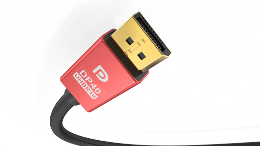 NÖRDIC DP-511 Gecertificeerde Displayport 2.1 kabel - VESA gecertificeerd - 40Gbps - 8K60H - DP40 UHBR10 - 1m - Rood