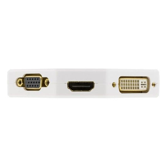 DELTACO DP-MULTI2 Mini DisplayPort zu HDMI / VGA / DVI-I Adapter - 4K 30 Hz - Weiß