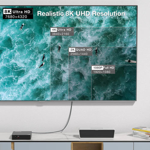 NÖRDIC DPHM-210 Displayport 1.4 to HDMI 2.1 - 8K60Hz - 4K120/144Hz - 32.4Gbps - 1 m - Gray