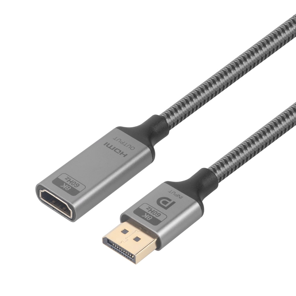 NÖRDIC DPHM-202 - Actieve adapter - Displayport1.4 male naar HDMI 8K60Hz female - 20cm - Grijs