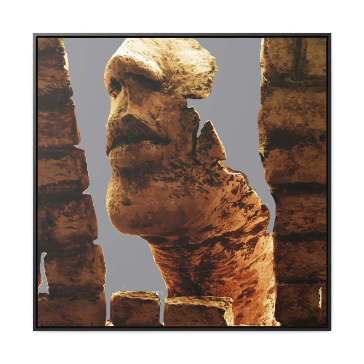 Canvas schilderij - Acryl print - Sculptuur op Canvas - Gezicht - Wanddecoratie