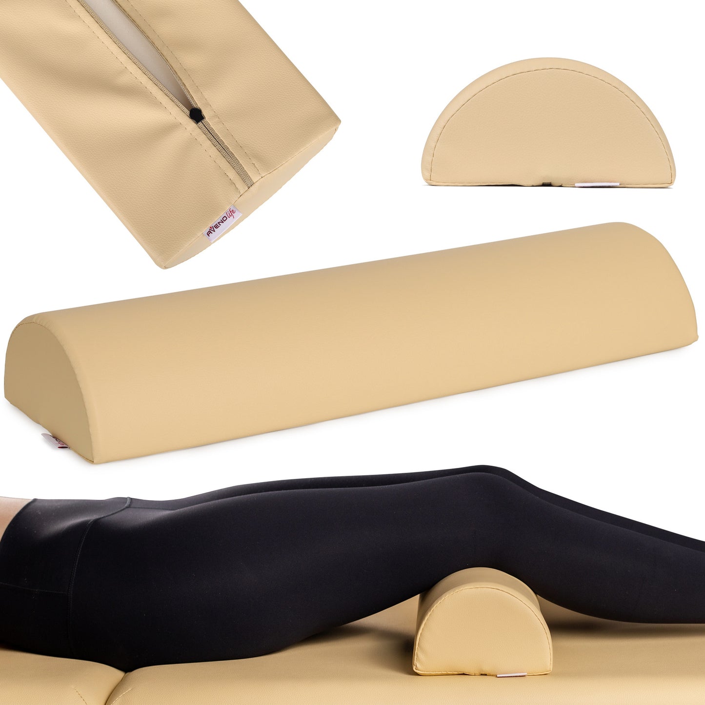 Halfrond knierol bolster 60x19x9 - beige
