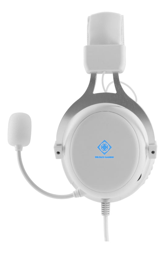 DELTACO GAM-030-W Stereo Gaming Headset, 57mm drivers, 2 x 3.5 mm mini-jack, volume op headset, LED verlichting, Wit