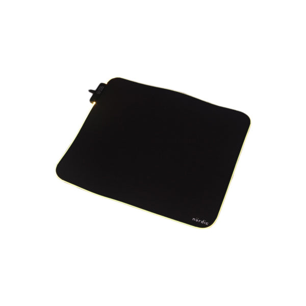 NÖRDIC GAME-N1035 RGB Gaming mouse pad, 450x400x4mm (M), Non-slip base made of natural rubber, Elastane fabric top, Black