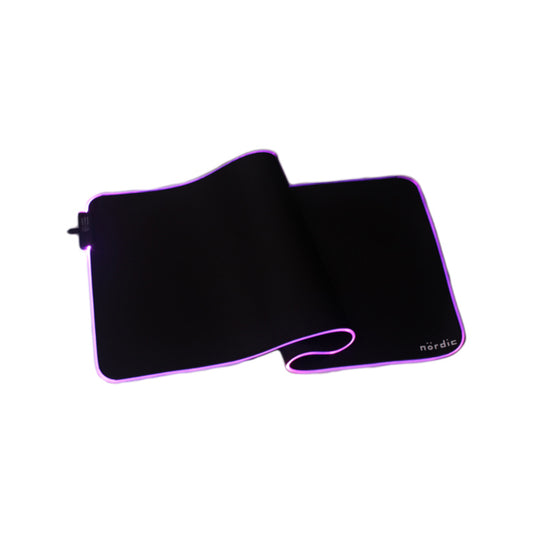 NÖRDIC GAME-N1036 RGB Gaming muismat , 900x400x4mm (L) , Antislip-basis van natuurlijk rubber , Elastan stoffen bovenkant , Zwart