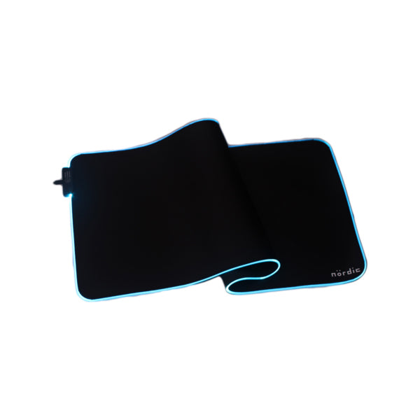 NÖRDIC GAME-N1036 RGB Gaming mouse pad, 900x400x4mm (L), Non-slip base made of natural rubber, Elastane fabric top, Black