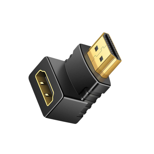 Delmark HDMI Haakse Adapters - Set van 2 - 90° en 270° Hoek - Female naar male - Verguld Verloopstekker - Zwart