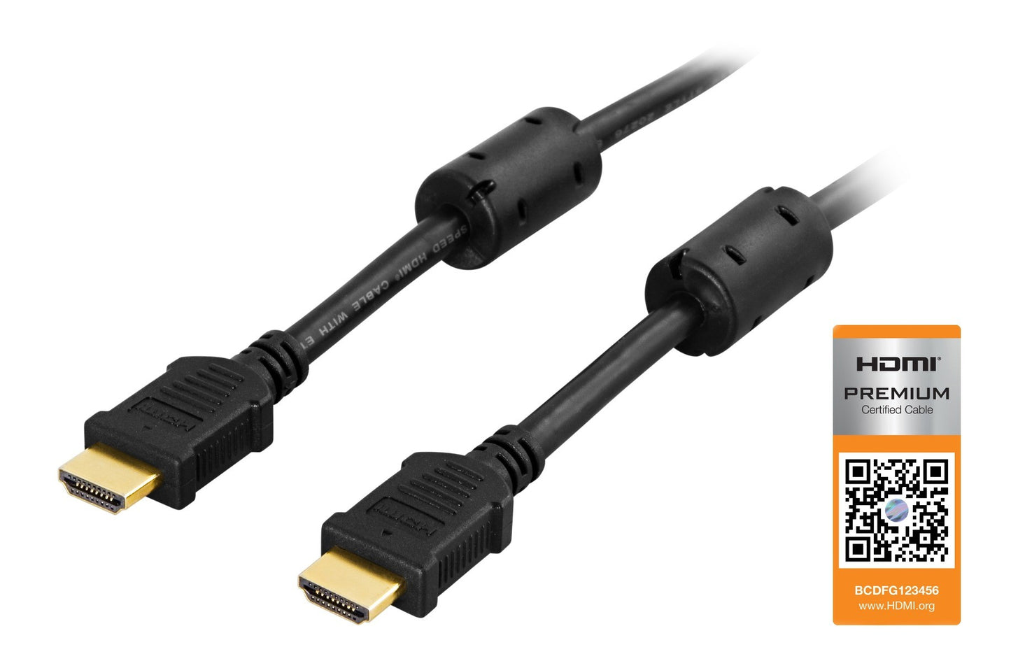 DELTACO HDMI-1015 Premium HDMI High Speed with Ethernet cable - 4K 60Hz - Gold plated - 1.5 meters