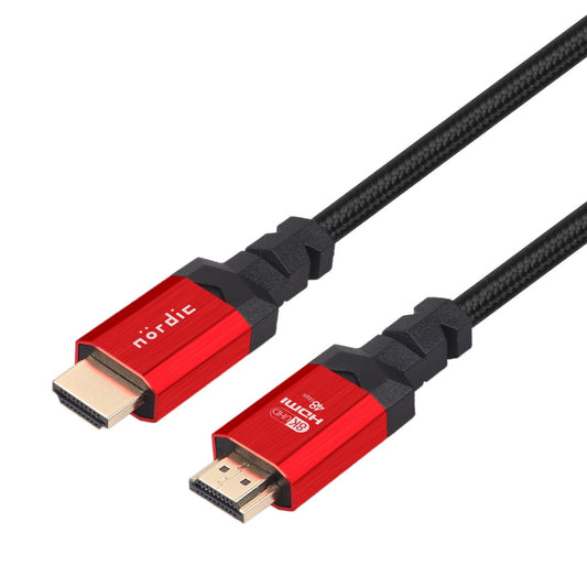 NÖRDIC HDMI-N1013 HDMI Ultra High Speed cable - Certified - 8K HDMI 2.1 - 1m - Black/Red