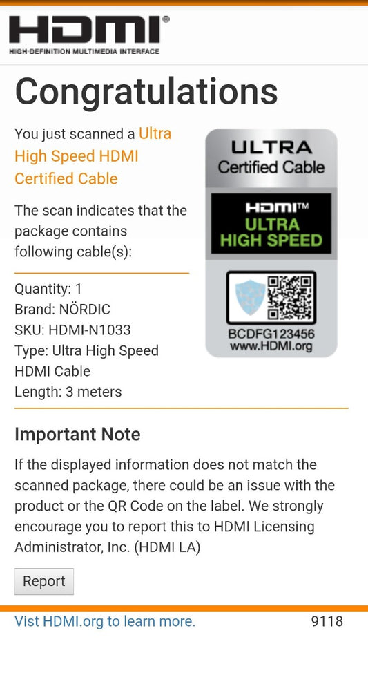 NÖRDIC HDMI-N1033 HDMI Ultra High Speed cable - Certified - 8K 60Hz - 48Gbps - Dynamic HDR eARC support - HDMI 2.1 - 3m - Red/Black
