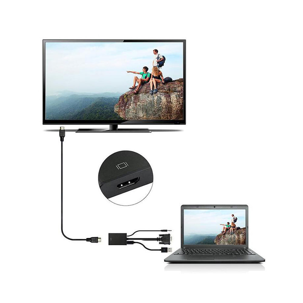 NÖRDIC HDMI-NVGA VGA to HDMI adapter, FullHD 1080p 60Hz, Black