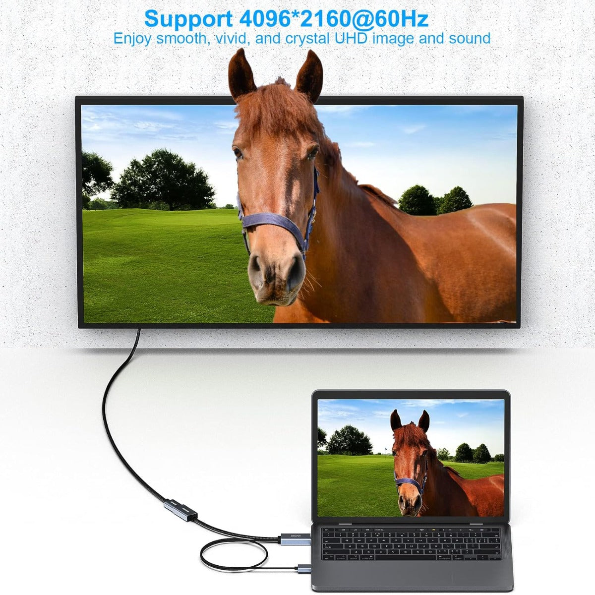 NÖRDIC HMDP-106 HDMI naar Displayport Adapter - USB-A - 4K60Hz - 18Gbps - 50cm - Grijs