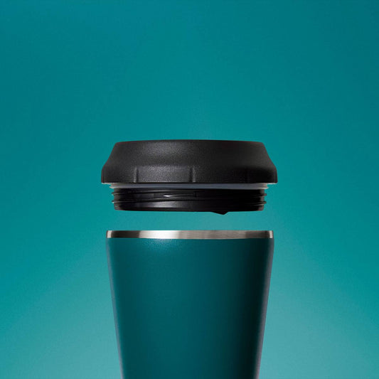 TOPL TPL12TG Lekvrije Thermosbeker - Vacuüm geïsoleerd - Roestvrijstaal - Met slimme deksel - 355 ML - Teal groen
