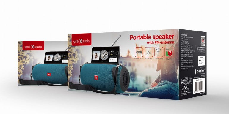 Gembird Draagbare Draadloze Speaker - FM Radio - Tot 7 uur - Bluetooth, AUX, SD kaart en USB - Groen