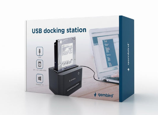 Gembird USB Docking Station voor 2.5" & 3.5" SATA HDD/SSD - Externe Hardeschijf Adapter - Plug & Play