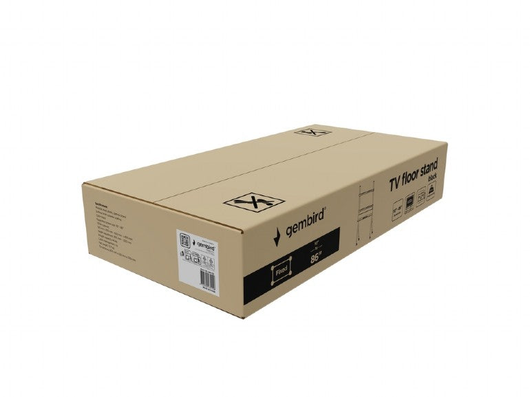 TV Trolley - Verrijdbare TV-vloerstandaard - Voor 55" tot 86" inch - In Hoogte Verstelbaar - Zwart - Gembird