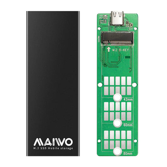 Maiwo688S - USB-C Externe Schijfbehuizing voor M.2 SATA SSD - Geschikt voor B-Key en B&M-Key - 5Gb/s - Aluminium behuizing - Zwart