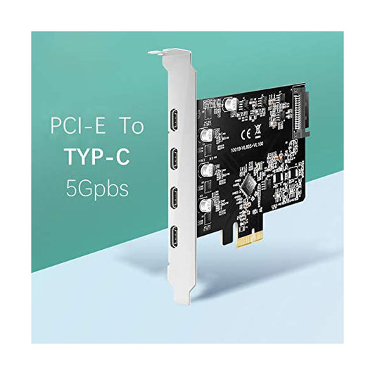 Maiwo KC019 PCI Express x1 naar 4x USB-C 3.1 - 5 Gbps