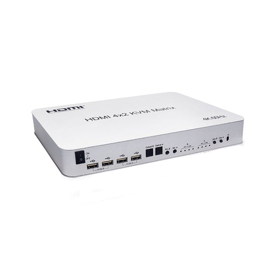 NÖRDIC KVM-107 Switch 4 to 2 - 4xUSB, 2xHDMI, 3.5mm Jack, 2x Toslink - 4K 60Hz