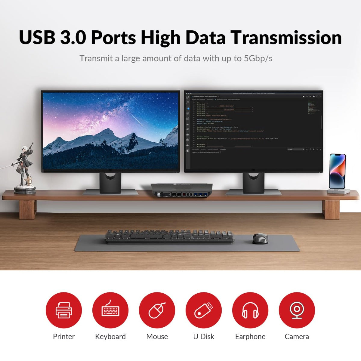 NÖRDIC KVM-133 DisplayPort KVM Switch - Geschikt voor 2 computers - 144hz/165hz/240hz - Zwart