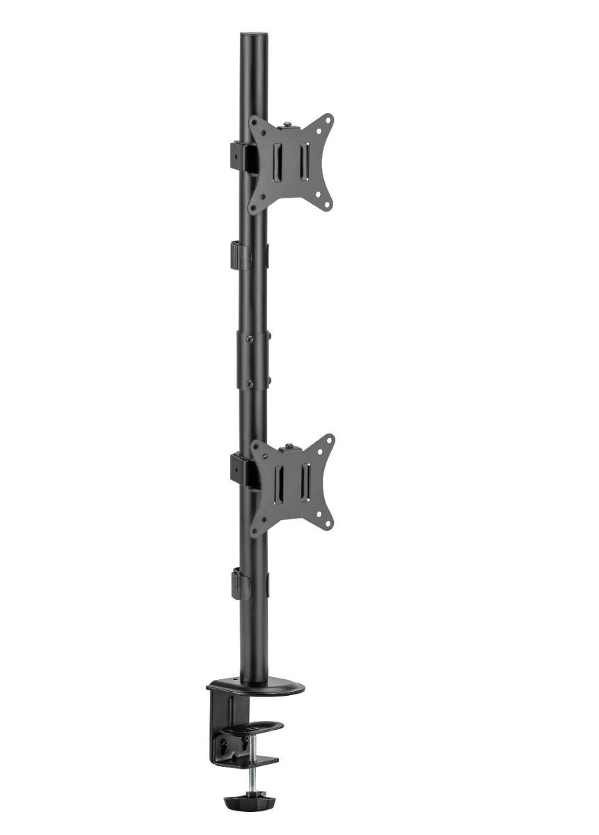 Gembird MA-D2-02 Monitor Arm - Voor 2 Schermen - Draai- Kantelbaar - Roterend - 17”-32” - Zwart