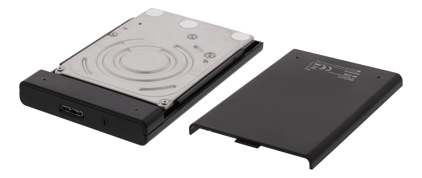 DELTACO MAP-K2568 External 2.5” SSD Enclosure USB 3.1 Gen 1 - Sliding Cover - Black