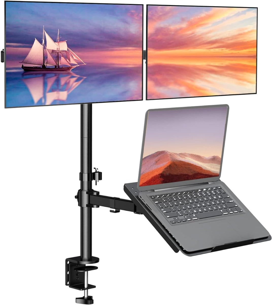 NÖRDIC MS23 Universele monitor standaard - 2 Schermen - 1 voor Notebook - Monitor 27 ", Notebook 17 "