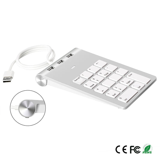 NÖRDIC NK622 USB Numeriek Toetsenbord - 18 Toetsen - Geschikt voor Windows - 3x USB - Zilver