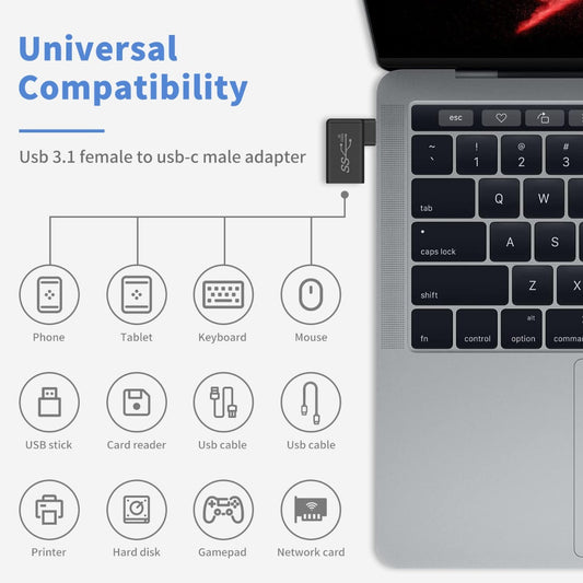 NÖRDIC OTG-C14 USB-A 3.1 OTG female to USB-C male adapter - Right angle adapter - 5Gbps - Black