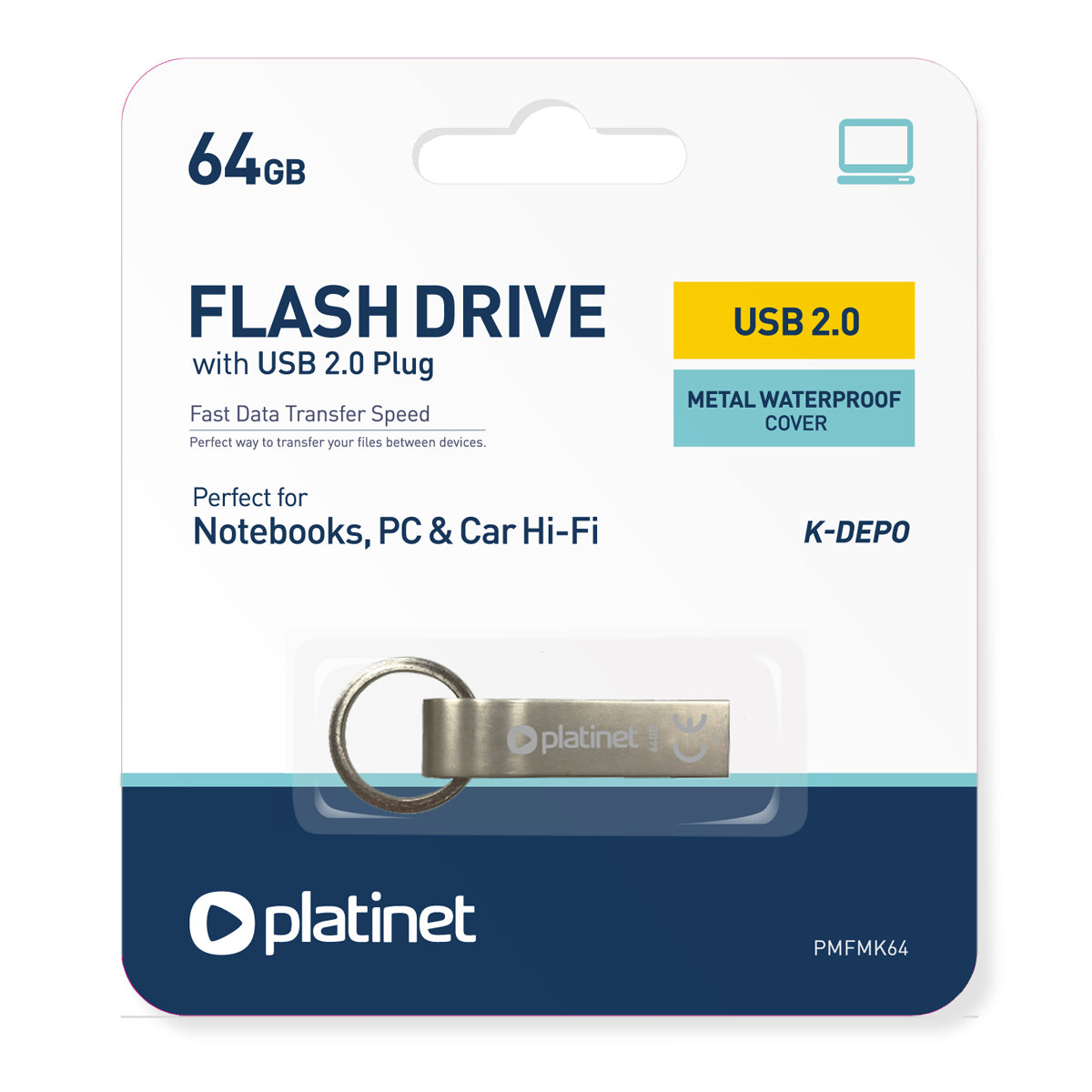 Platinet PMFMK64 PENDRIVE USB 2.0 K-Depo 64GB USB Memory Stick METAL - metal housing