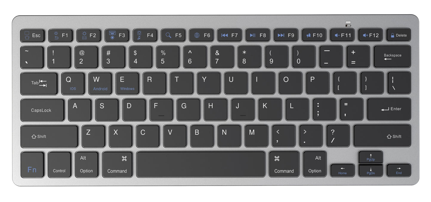 Platinet PMK120WBS Draadloze Toetsenbord - 2-in-1 - Bluetooth - Zilver/Zwart