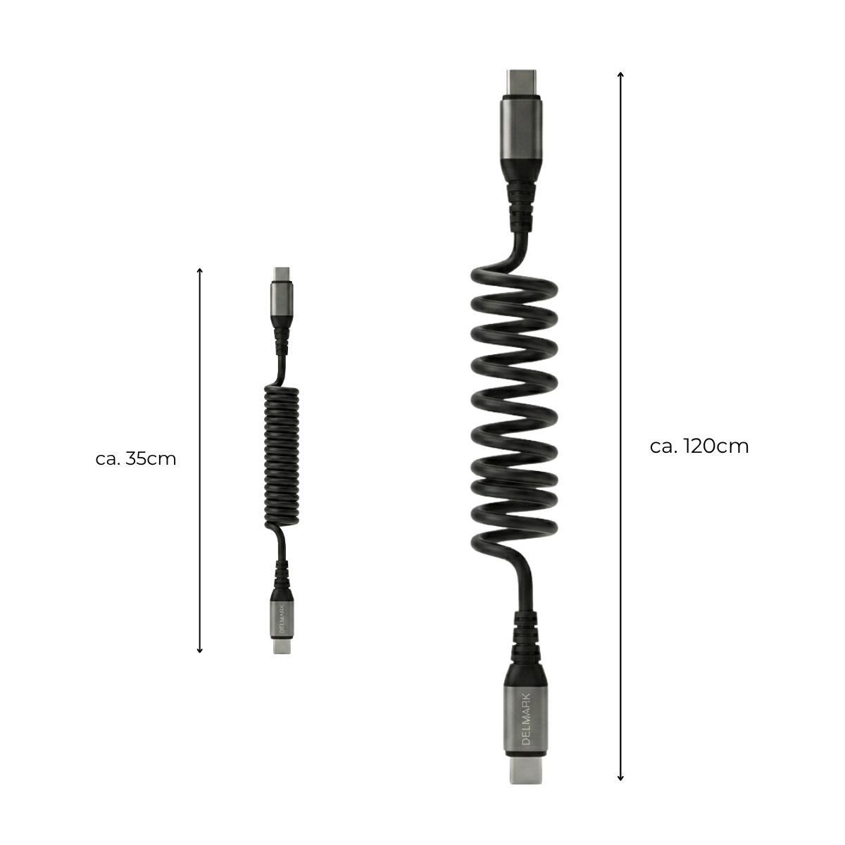 Delmark Krulsnoer USB-C naar USB-C Kabel – 66W – 3A Quick Charge & PD