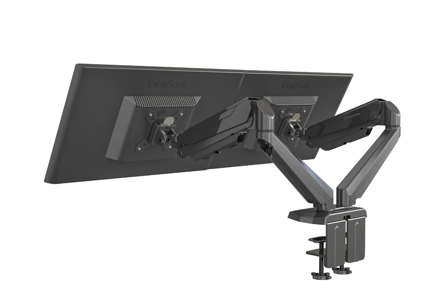 ROCKSTABLE RS-MM011B Monitor arm - Voor 2 schermen - Draai- en kantelbaar - USB 3.0 poort - Microfooningang en audio-uitgang 13-32" inch - Zwart