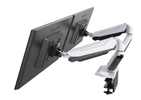 ROCKSTABLE RS-MM011W Monitor arm - Voor 2 schermen - Draai- en kantelbaar - USB 3.0 poort - Microfooningang en audio-uitgang 13-32" inch - Wit/Zwart