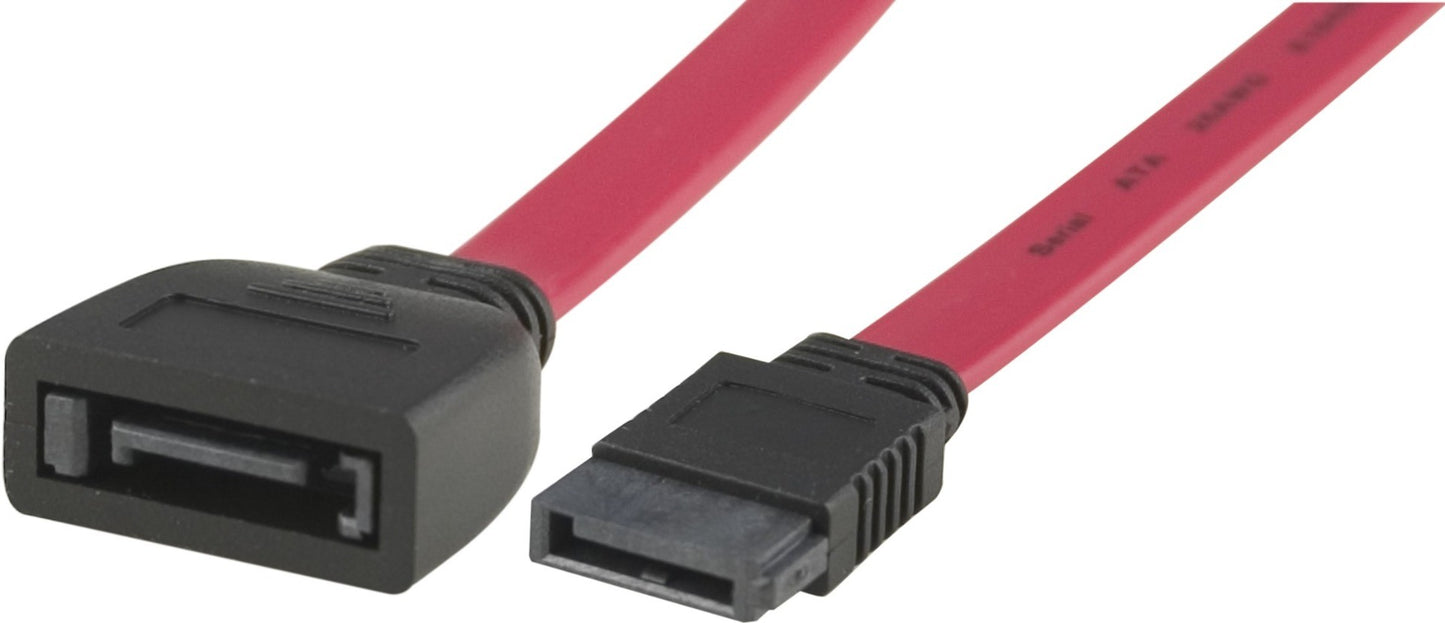 DELTACO SATA-05E, Seriële SATA kabeladapter - van Sata 7pin plug naar Sata 7pin Jack, 50cm
