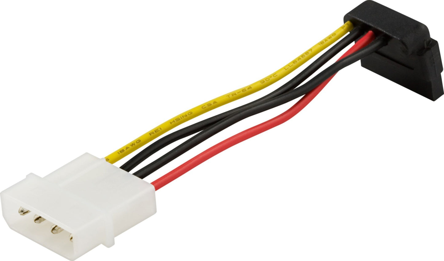 DELTACO SATA-S1, Power cable for Serial ATA hard drives, angled connector, 10cm