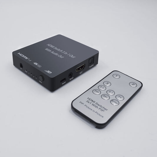 NÖRDIC SGM-111 HDMI-switch 3 input naar 1 output - 4K in 30Hz -Met audio output - Zwart
